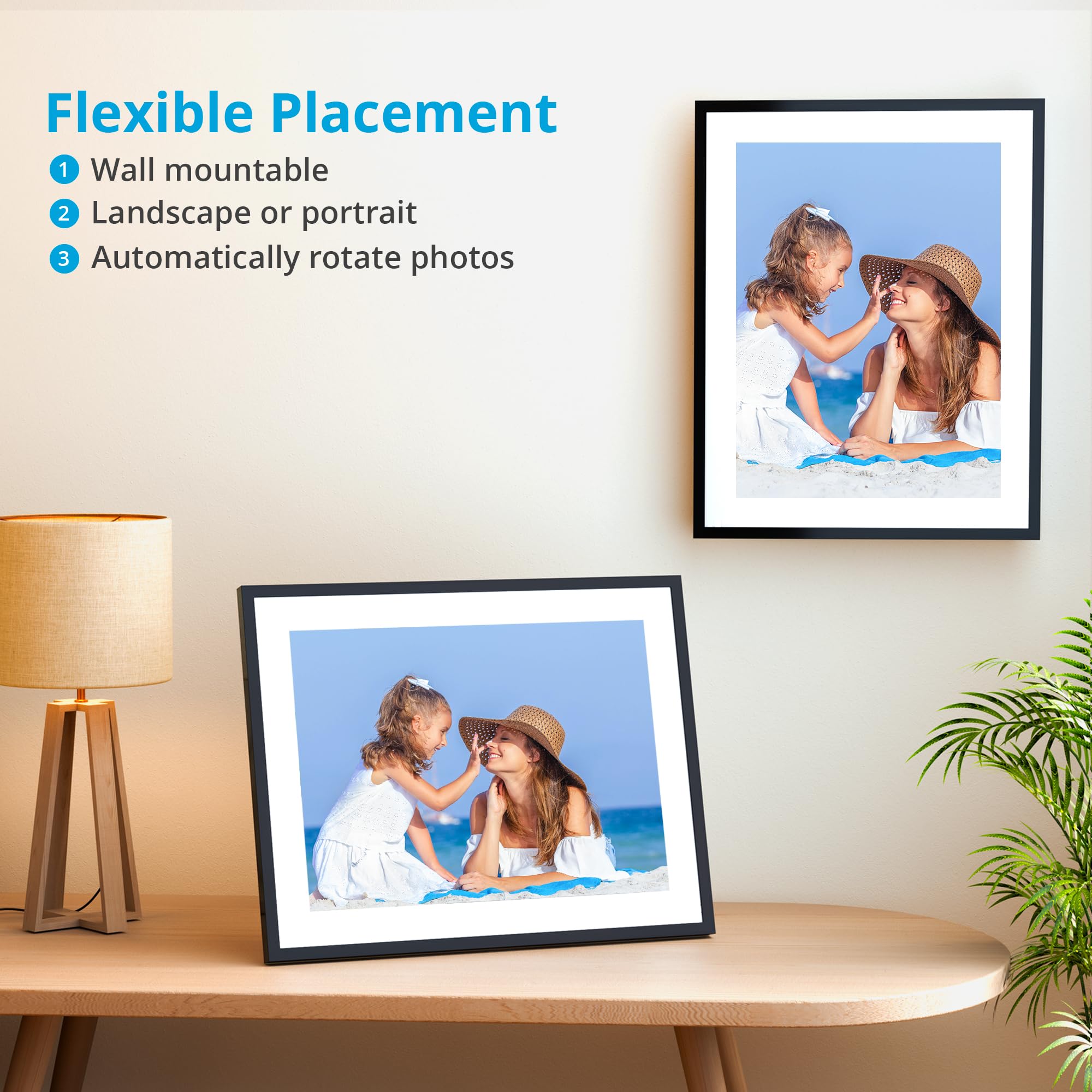 Dragon Touch Digital Picture Frame 16.7 inch 4:3 Touch Screen Large Digital Photo Frame Display, 32GB Storage Auto-Rotate, Easy Setup to Share Photos or Videos via Vphoto APP, Wall Mountable