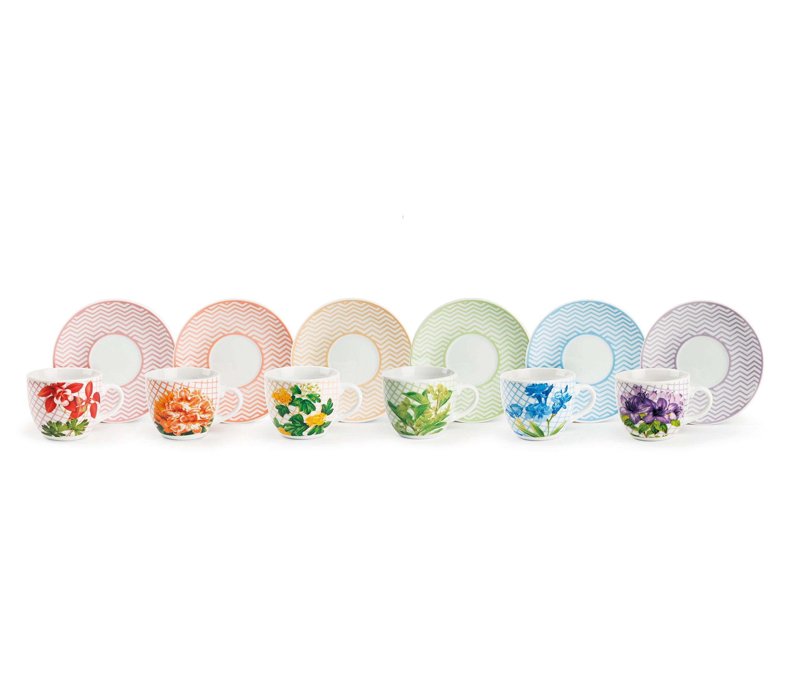 Excelsa 62716 Coffee Cup Set with Saucer, Multi-Coloured
