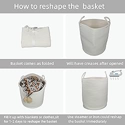 XUANGUO Cotton Rope Laundry Basket Hamper for