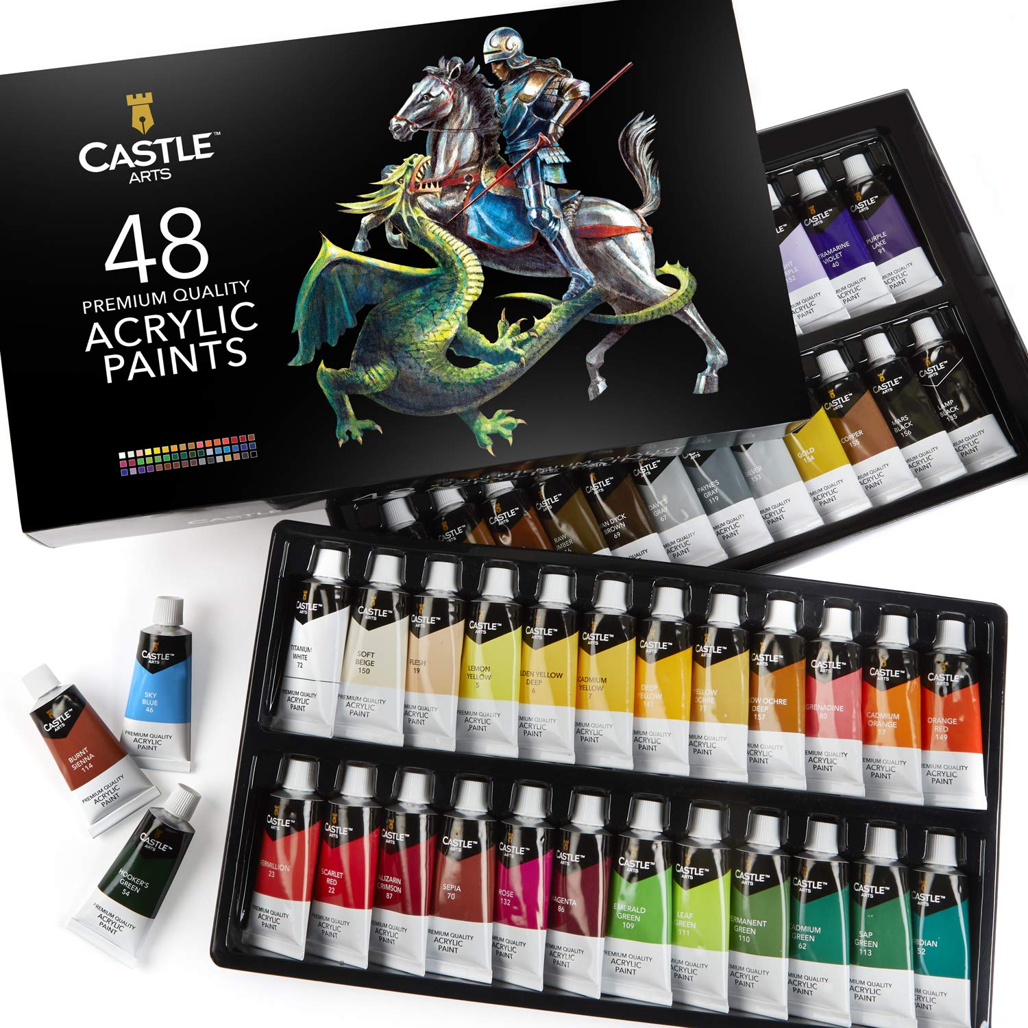 Castle Art Supplies 48 22ml Large Acrylic Paints Sets for Adults