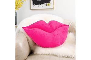 AELS 3D Lips Throw Pillows Smooth Soft Velvet Decorative Throw Pillows Love Pillows Cute Pillow 20 X 11 inches for Couch Sofa Bed Living Room Bedroom, Vivid Pink