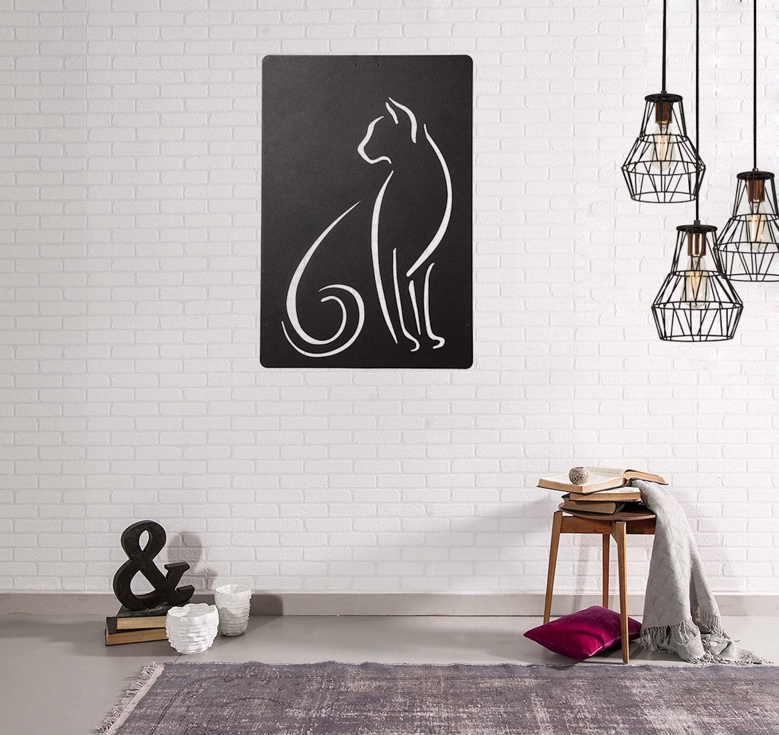 Homemania Wall Decoration, Steel, Black, 30 x 0.15 x 45 cm