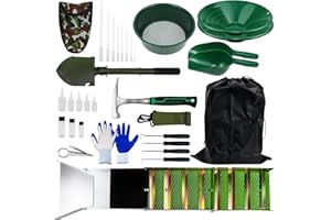 MACIFECI Gold Panning Kit with 50" Gold Sluice Box for Gold Mining, Gold Mining Tools Include Gold Pan, Gold Classifier, Gold Prospecting Equipment