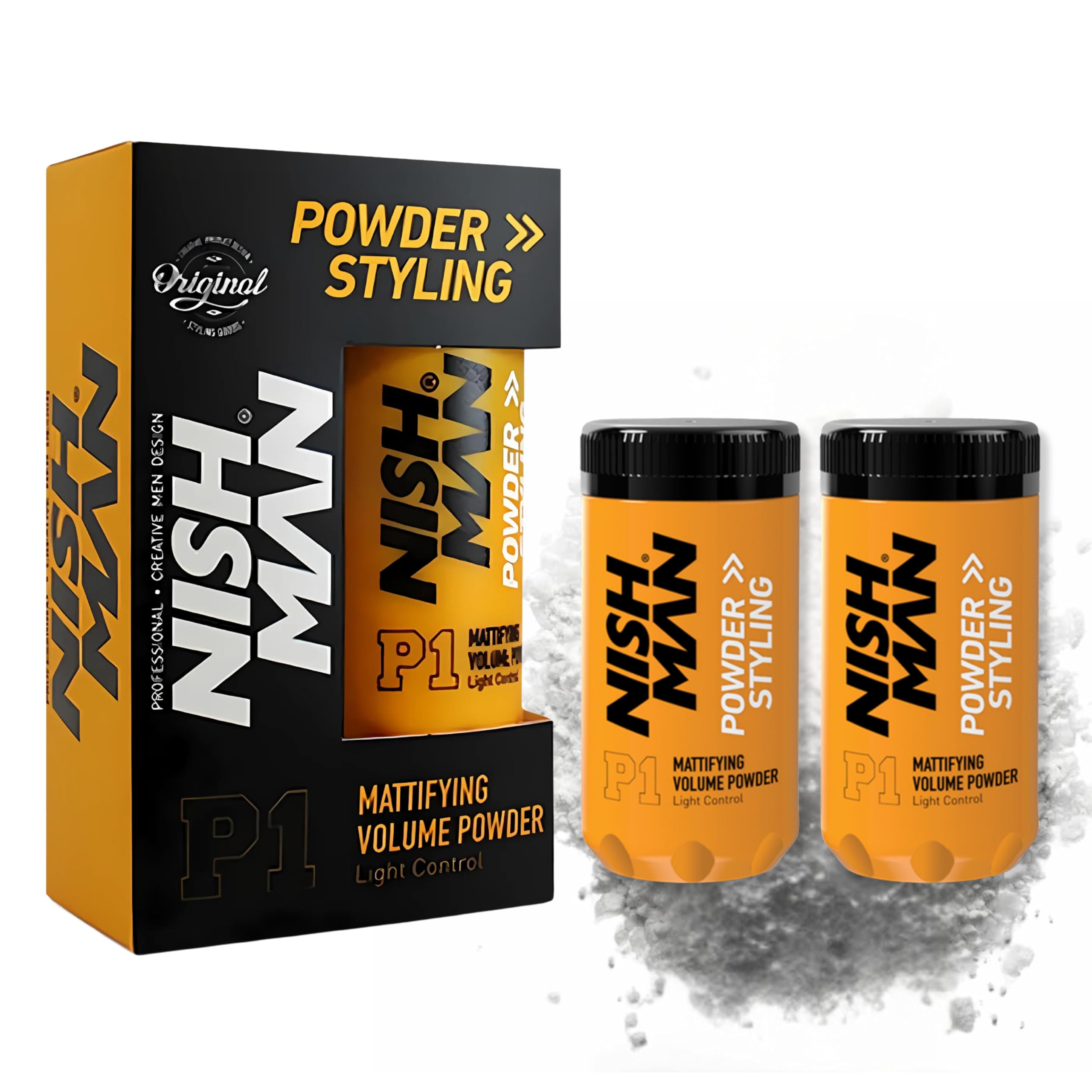 NISHMAN Hair Volume Powder P1, 20 gr (2 PACK) | Light Control | Natural Matte Look | Hair Styling Powder Men | Hair Texture Powder Wax | Texturising, Volumising Hair Powder Men
