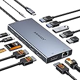 USB C Docking Station Dual Monitor, ABIWAZY 15 in 1 Laptop Docking Station | 8K DP, Dual HDMI 4K@60Hz, 1Gbps Ethernet, 100W PD, Screen Button, USB-C Data Ports&amp;SD/Micro SD, USB C Hub for HP/Delll/Lenovo