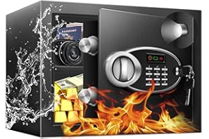 HOLOJOY 1.8 Cu Ft Safe Box with Fireproof Waterproof for Documents - Steel Security Personal Safe with Digital Electronic Keypad, Emergency Battery Box & Combination Lock, Safety Box for Valuables Money Cash