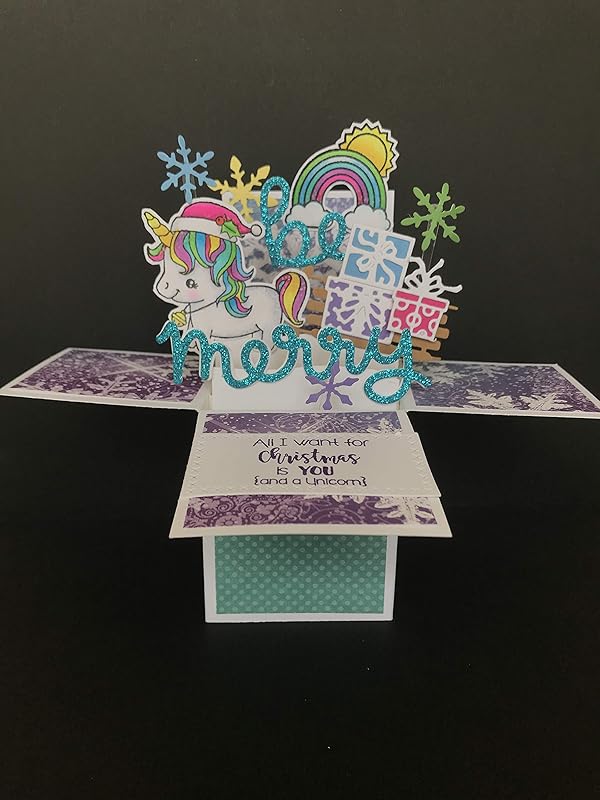Unicorn Christmas card, handmade christmas
