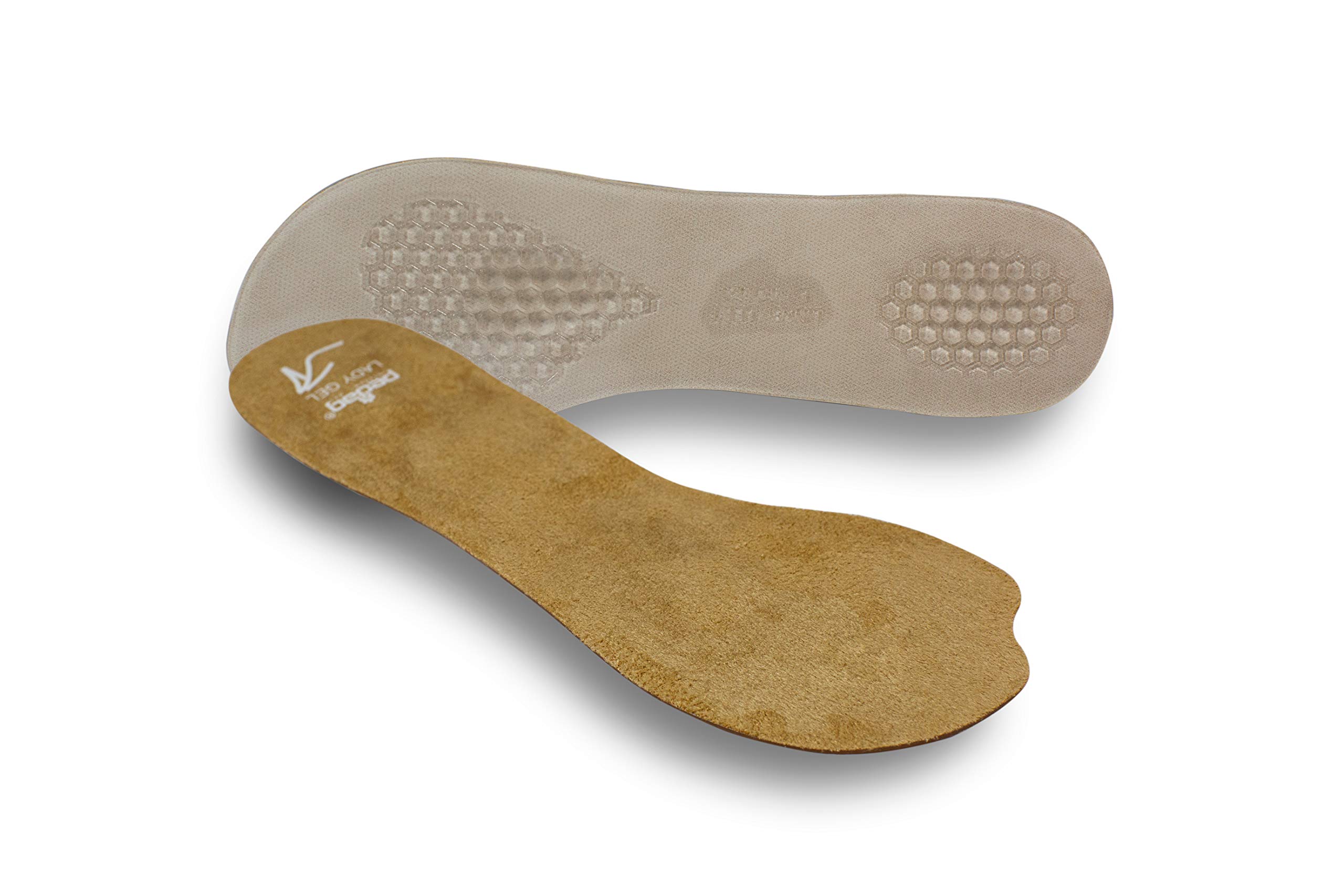 Photo 1 of Pedag Lady Gel | Made in Germany | Ultra Thin Gel Insole for High Heels & Pumps | Metatarsal Pad | Heel Pad | Velour Top | Size Large, Fits US Women 11-12 / EU 41-42 | Tan | 1 Pair