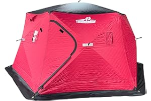 THUNDERBAY Ice Cube Series Pop-Up Hub-Style Ice Fishing Shelter, 68-112 Square Feet of Fishable Area, Portable 6-8 Person Ice Shanty
