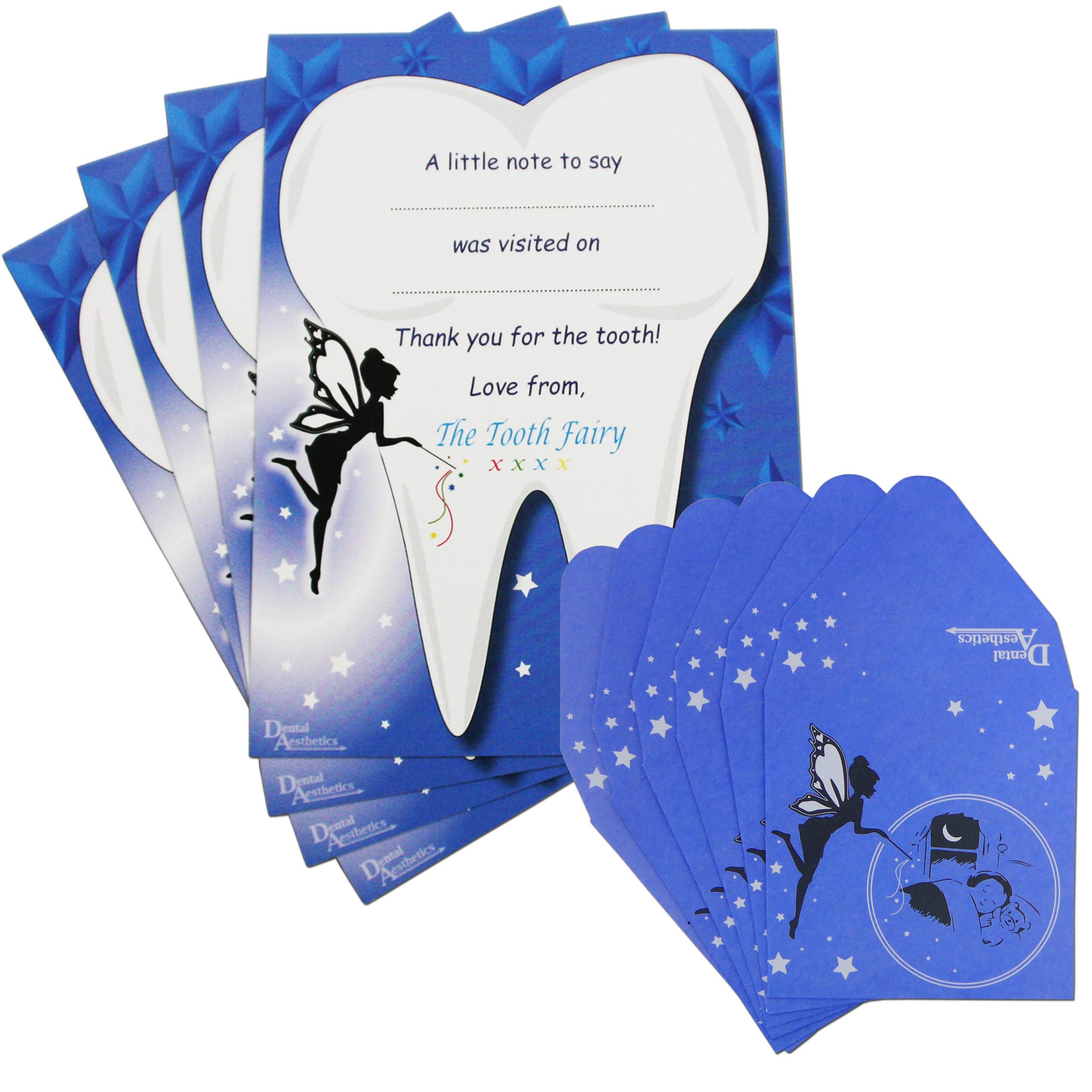 Tooth Fairy Gift Set ~ 8 Envelopes & 4 Certificates (Blue)