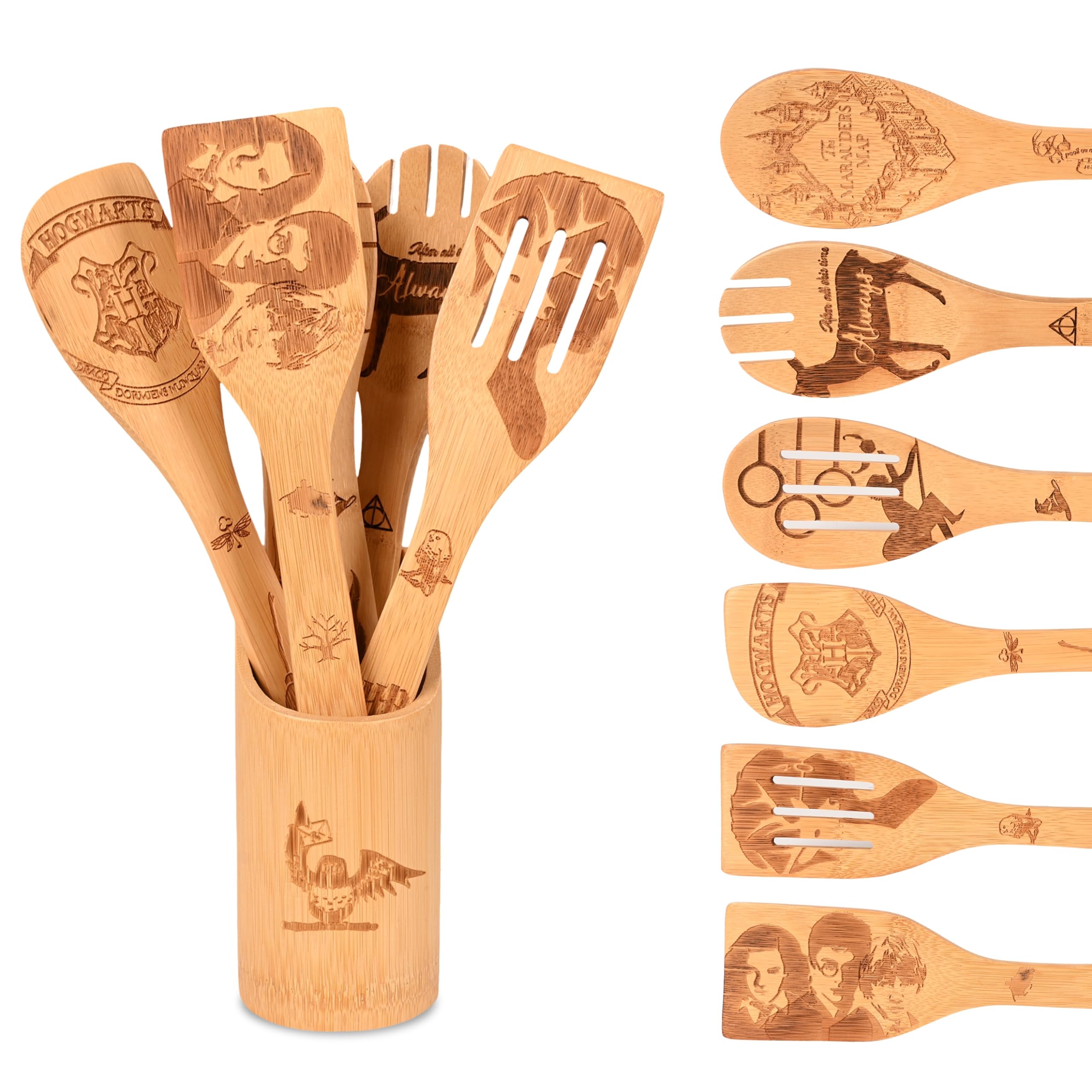 View 1 of 7PCS Gifts for Women Kitchen Accessories Wooden Spoons for Cooking Utensils Set 7pcs Magic Spoon for Housewarming-Wooden Spatula for Birthday Gift