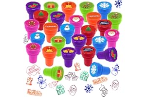 JREMREO 24-Pack Christmas Self-Inking Stamps, 12 Assorted Designs Stampers with Santa, Snowman, Reindeer, etc, Cartoon Encouragement Toy Stamps, Goodies Bag Fillers Gift Exchange Party Favors for Boys Girls