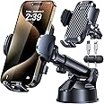 HTU 【2025 Ultimate Upgraded】 Best Car Phone Holder 【100+LBS Strongest Suction & Top Military 5-in-1】 Dashboard Windshield Vent Truck Mount for iPhone 16 Pro Max Android【Patent & Safety Cert】,Black