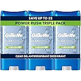 Gillette Antiperspirant and Deodorant for Men, 72hr Sweat & Odor Protection, Long Lasting Freshness, Anti-White Mark Technology, Clear Gel, Power Rush Scent, 3.8 oz (Pack of 3)
