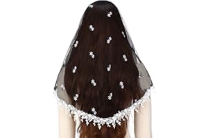 Mantveil Catholic Church Veils for Women: Traditional Lace Mantilla Chapel Veil Latin Mass Head Coverings with Clip