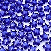 Jmassyang 220 Pcs 11mm Acrylic Star Pony Beads Colorful Clear Loose Spacer Plastic Beads for DIY Necklace Earrings Lanyard Jewelry Making Home Decoration(Sapphire)