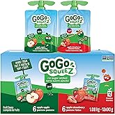 GoGo squeeZ Fruit Sauce Variety Pack, Apple, Strawberry, No Sugar Added. 90g per pouch, Pack of 12