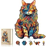 WOODBESTS Wooden Puzzles for Adults - Maine Coon, Cat Wooden Jigsaw Puzzle, Unique Animal Wood Puzzles Adult, Xmas Gifts for Puzzle Lovers(190 Pcs, M, 11.7"x9.4")