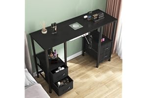 WODRAWER Manicure Table for Nail Tech, Nail Tech Table Station w/4 Storage Drawers & 2 Open Shelves, Nail Table w/Dust Collector for Beauty Salon Tech Station (Black PU)