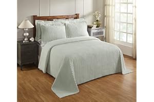 Better Trends Sage Twin Bedspread, 100% Cotton Tufted - Classic Stripe Coverlet, Soft & Cozy Bedding for All Seasons, Machine Washable - Jullian Collection