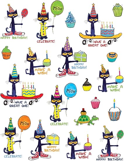 Amazon Com Pete The Cat Happy Birthday Stickers Office Products