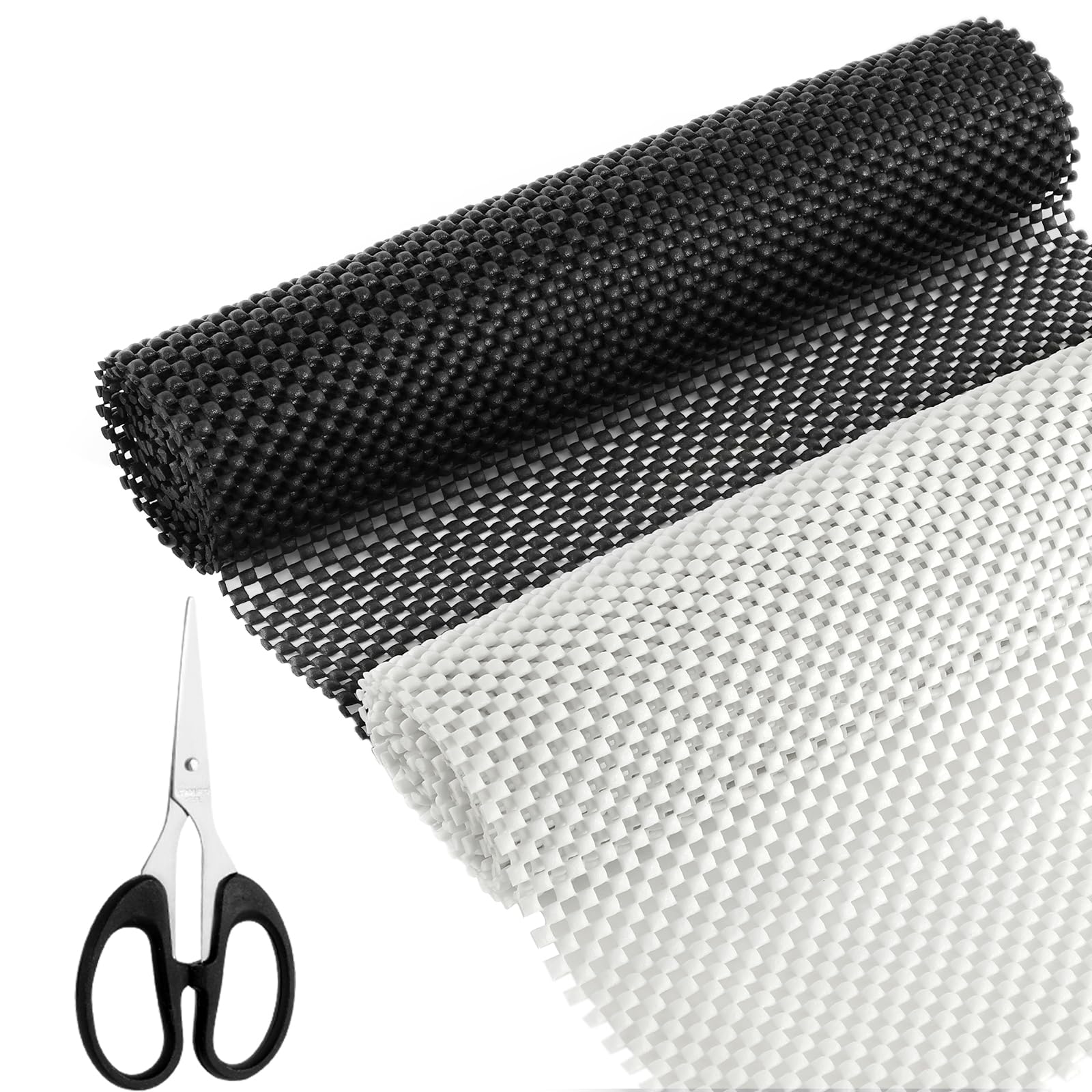 2Pcs PVC Multipurpose Anti-Slip Mat, 30x120cm Non Slip Mesh Rug Underlay, Cuttable Rug Drawer Pad, Antislip Carpet Padding Liner with Scissors, Open Grid Matting Gripper for Wooden Laminate Floor