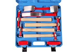 DAYUAN 9 pcs Heavy Auto Body Repair Tool Hammer Dolly Set, Car Body Repair Tool Kit with Carrying Case, Hickory Handles, Fend