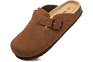 Vayfio Suede Clogs Potato Shoes Cork Footbed Sandals Comfort Mules with Arch Support Slip On Slippers