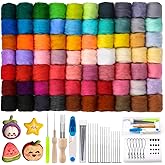 70 Colors Needle Felting Kit, Wool Roving Set, Felting Needles Wool Roving Needle Felting Supplies with Needle Felting Tools,