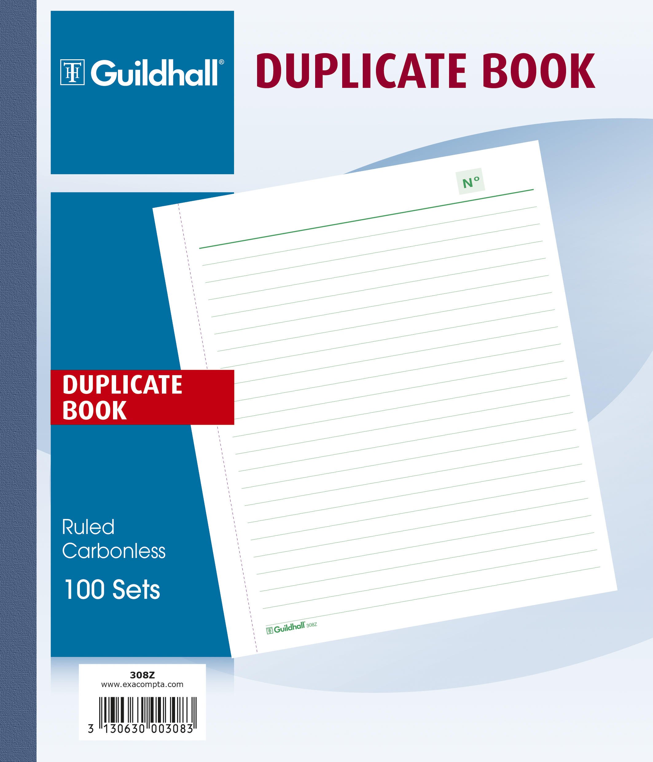 Exacompta Guildhall Duplicate Book, 210x180mm, Ruled, 100 Sets, Cloth Tape Binding