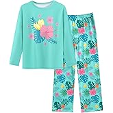 Sylfairy Girls Pajamas 2-Piece Pjs Set Kids Long Sleeve and Pants Jammies Casual Wear Girls' Sleepwear Lounge Clothes Big Kid
