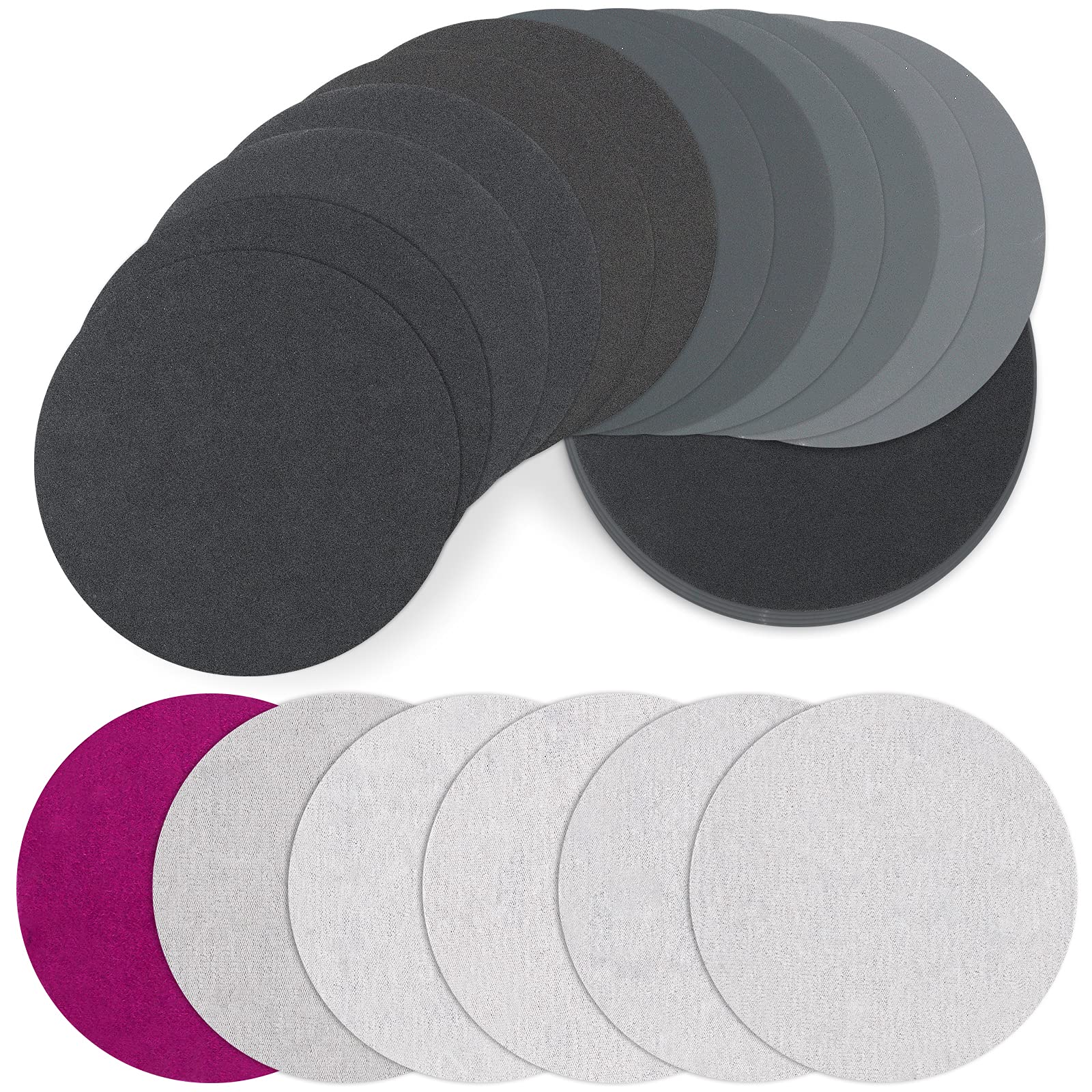 30PCS 125mm Sanding Discs, JatilEr Grits 320 600 800 1200 1500 2000 Wet and Dry Sanding Discs Hook and Loop Flocking Disc Silicon Carbide Orbital Sanding Pad Set for Polishing