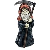 FICITI Garden gnome Reaper Statue - Evil Gnome Scary Gnome for Lawn Ornaments, Indoor or Outdoor Decorations, Halloween Decoration - 8.5 Inch Tall
