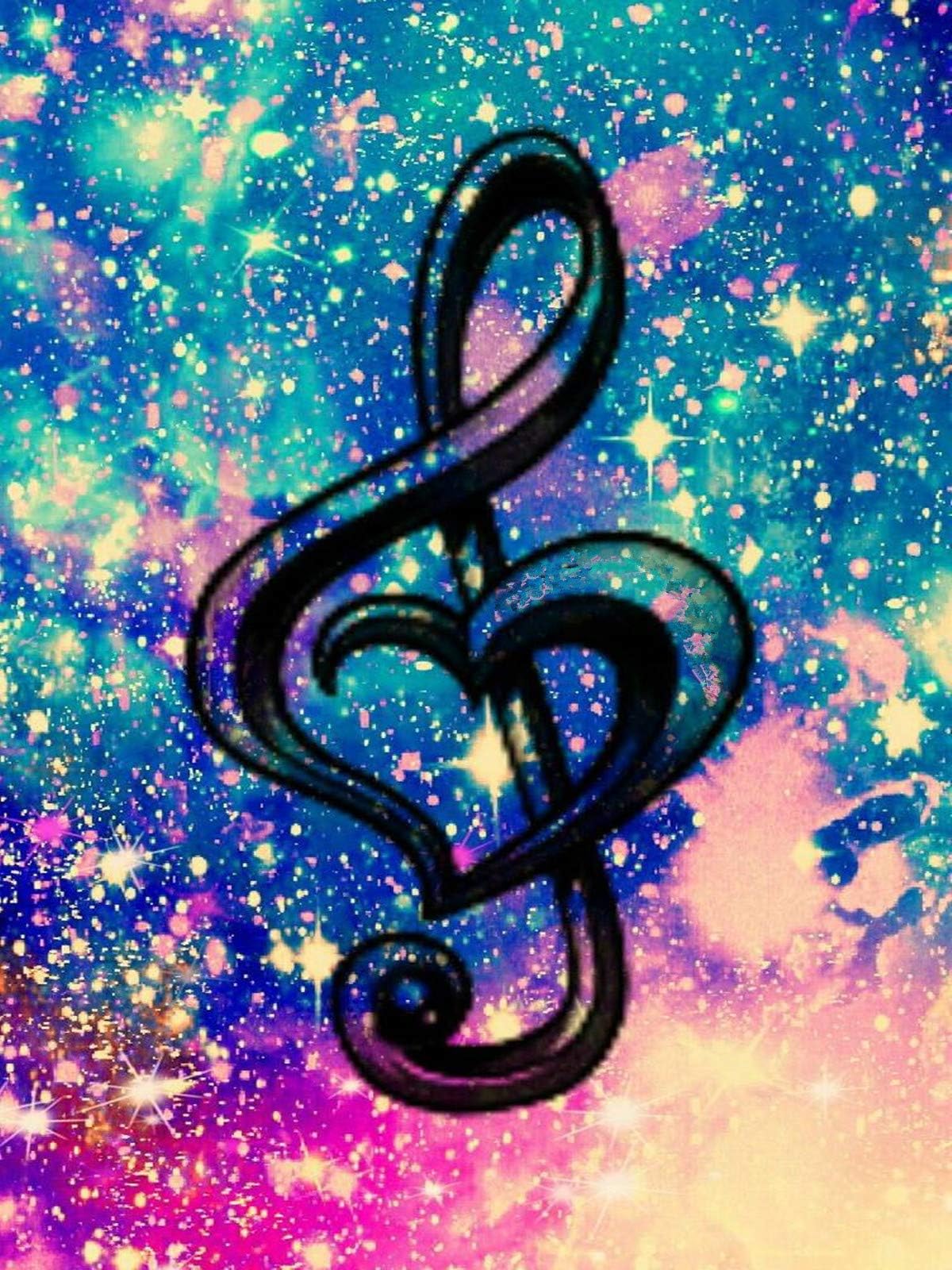 5D Diamond DIY Paintings Kits,Colorful Starry Sky Music Notation Full Drill Crystal Rhinestone Diamond DIY Paintings for Home Decor(30 * 40cm)