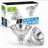 KOR MR11 5W 6V Halogen Reflector Light Bulbs, GU4 Bi-Pin, 2-Pack | Fiber Optic, Landscape, Accent and Display Lighting, 2900K, 40 Lumens, Integrated Cover Lens for Focused Illumination