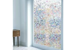 Window Privacy Film Static Cling 3D Rainbow Decal for Glass Door, Heat Control & Anti-UV Vinyl Sticker, 11.8 x 78.7 Inches, R