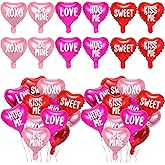 Jexine 96 Pcs Valentine's Day Heart Balloon Heart Shape Foil Balloons Love Be Mine Hug Me Sweet 10 Inch Balloons for Valentine Party Wedding Birthday Anniversary Engagement Decorations, 6 Styles