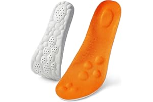 LOODION 2 Pairs Steppers Massage Insoles for Men Women Unisex, Enhanced Arch Support & Cushioned Comfort, Fits All Shoe Types (Orange, XL(Men 10.5-12))