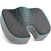 TushGuard Office/Car Seat Cushion, Non-Slip Sciatica & Back Coccyx Tailbone Pain Relief Chair Pad, Memory Foam Butt Pillow for Computer Desk, Wheelchair, Driving (Black&Grey)