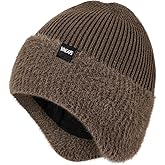 Wmcaps Winter Fleece Line Beanie with Earflap for Men Women, Outdoor Warm Thermal Knitted Hat Stocking Caps