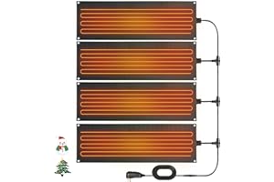 Bullro 2025 Snow Melting Mats Outdoor 10" x 30"（4Pcs Includes a Plug） Non-Graphene Harmless Rubber Snow Heating Mats 120V Power Saving, No-Slip Stair,for Walkways,Decks,ULETL Certificate