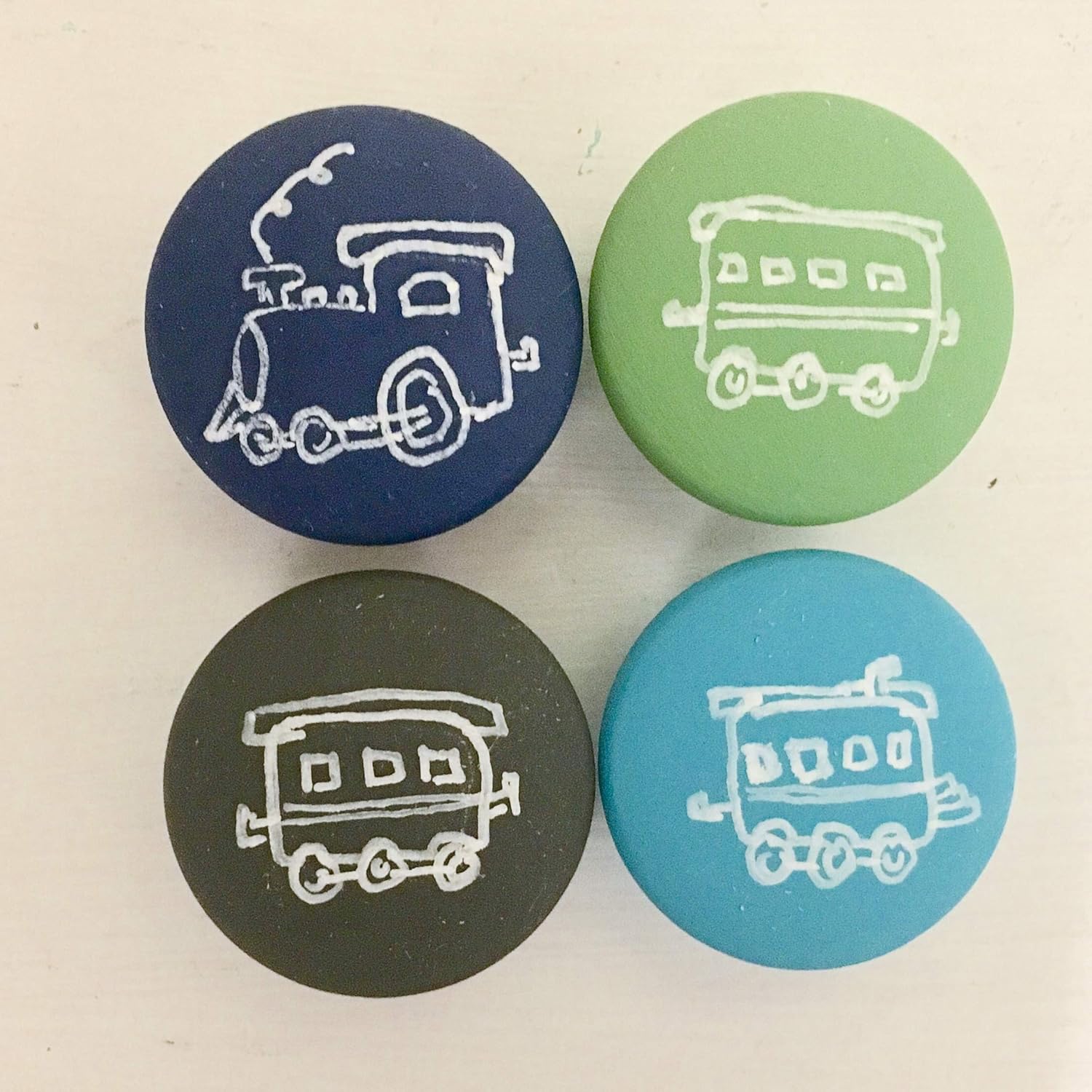 Amazon Com Set Of 4 Train Knobs With Screws Hand Painted Wooden