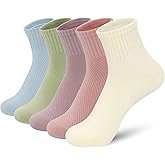 SERISIMPLE Women's Bamboo Viscose Above Ankle Thin Socks Quarter Mesh Design Breathable Anti-Odor Summer Socks 5 Pairs