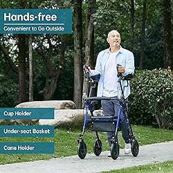 ELENKER Upright Rollator Walker, Stand Up Rolling