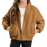 Stelle Girls Sherpa Jacket Fall Fleece Coat Full Zip Winter Fuzzy Outerwear with Pockets for 4-15 Years