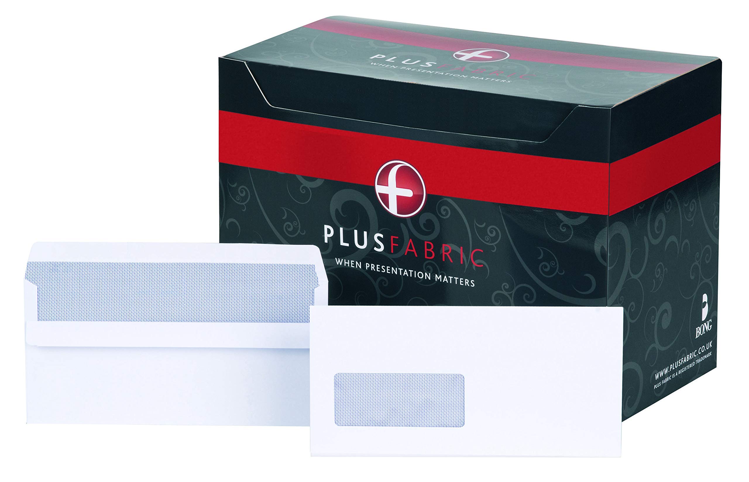 Plus Fabric DL Prestige White 120gsm Window Self Seal Wallet Box of 500 Envelopes