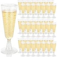JMIATRY 100PCS Plastic Champagne Flutes 5OZ/150ML Plastic Champagne Glasses Silver Glitter Plastic Wine Glasses Champagne Cup