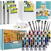 Inburit Paint Set for Adults & Kids, Painting Supplies Kit with 6 Canvases, 24 Acrylic Paints(22ml), 8 Brushes, 1Painting pad, Palette, Deluxe Paint Set for Kids, Student & Artist