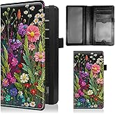 BFSEROBJ Checkbook Covers for Personal Checkbook Duplicate Checks RFID Blocking Checkbook Cover for Women Men with Elastic Strap Card Slots Pen Holder - Floral Flower