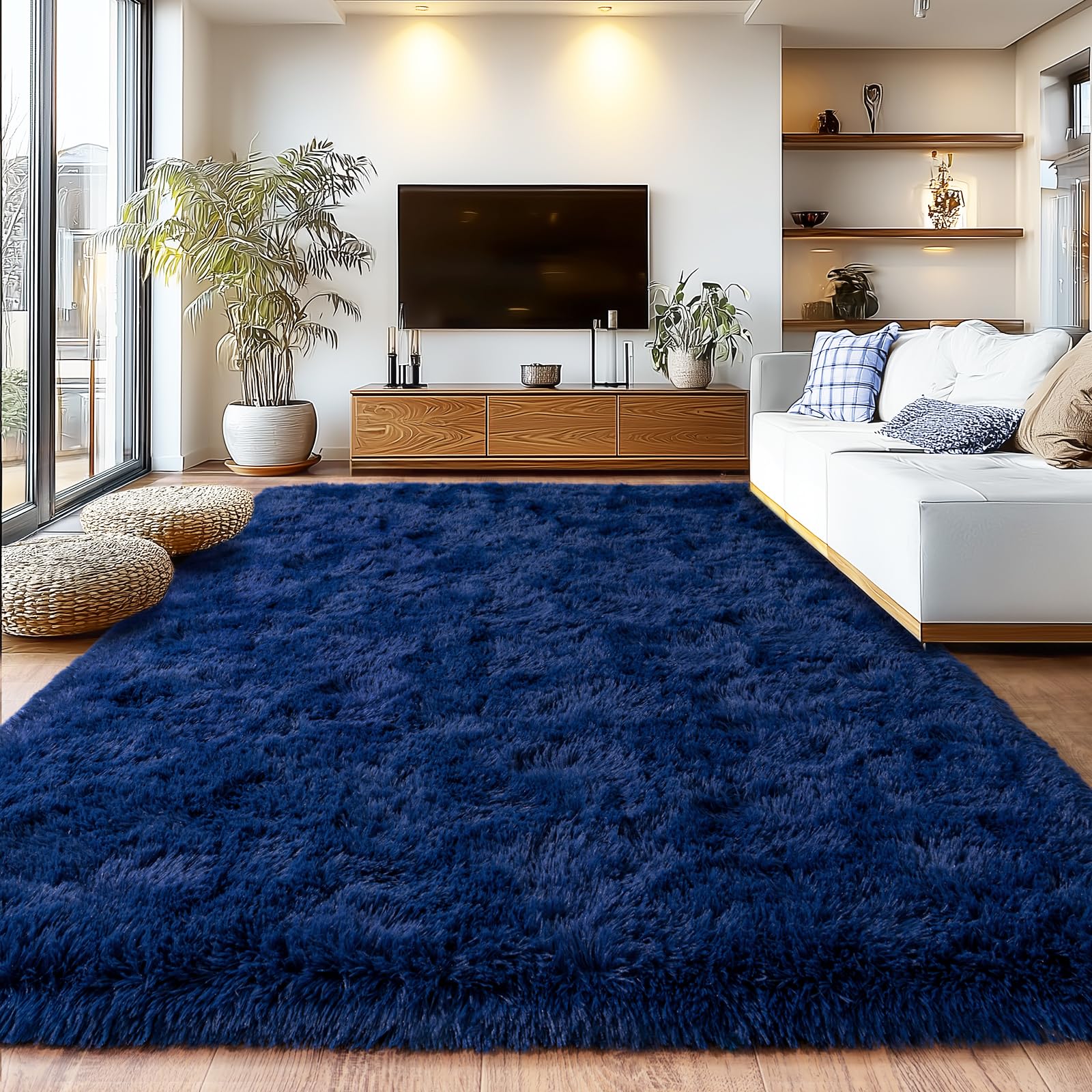Photo 1 of Extra Large Fuzzy Rug Fluffy Rug for Living Room, Big Plush Non-Skid Shag Carpet, Soft Shaggy Rugs for Bedroom Indoor Modern Home Decor 9x12 Feet